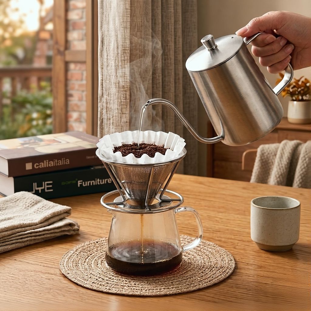 グースネック コーヒーケトル – ステンレス製 ハンドドリップ コーヒーポット（細口ロングノズル）
