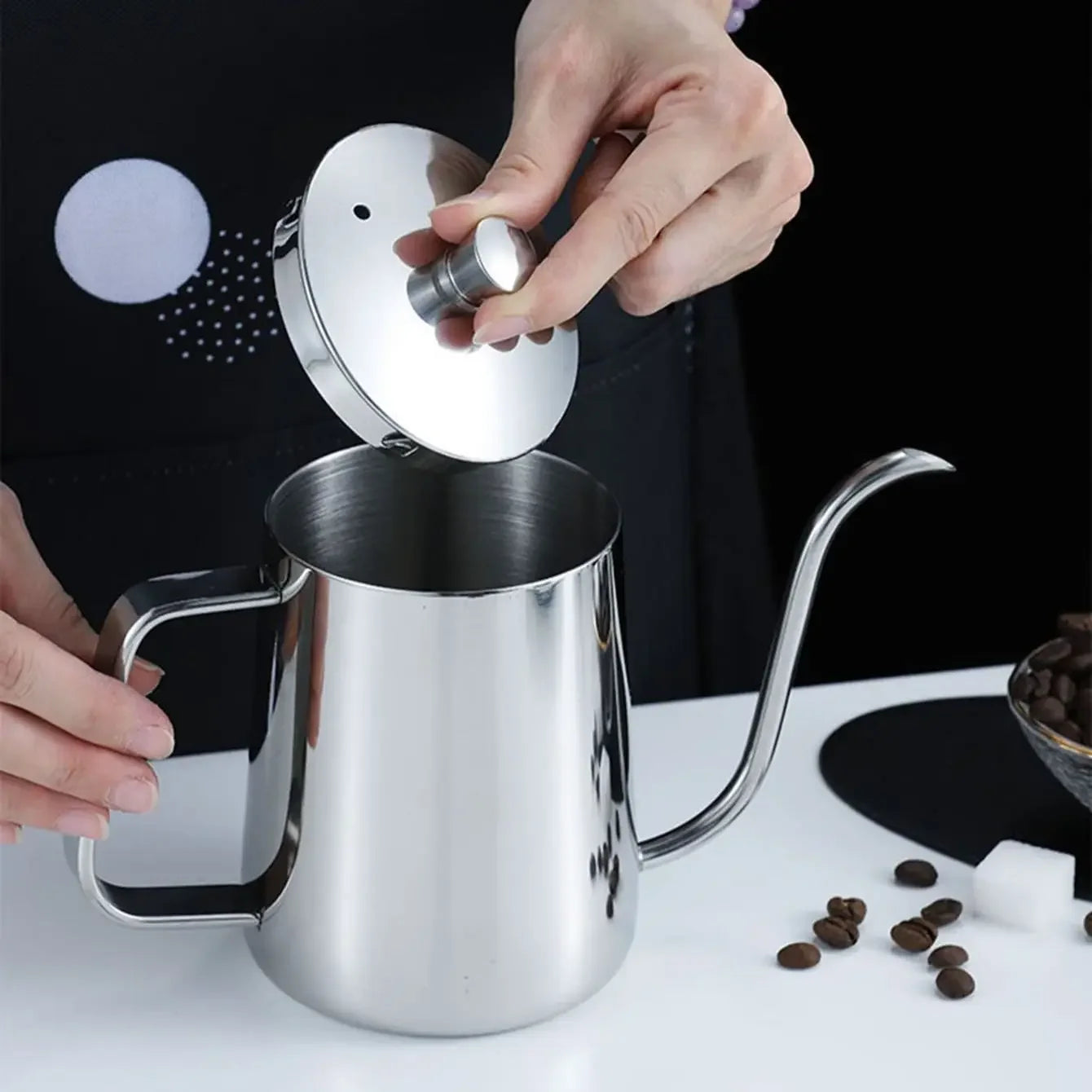 グースネック コーヒーケトル – ステンレス製 ハンドドリップ コーヒーポット（細口ロングノズル）